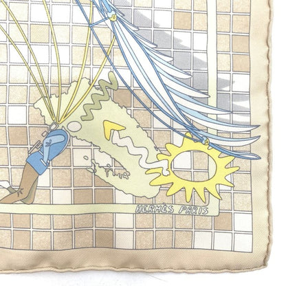 Hermes Carre 45 Dajarlecant Flying Technique Handkerchief Scarf 100% Silk