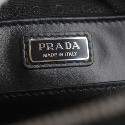 Prada 2vh173 Brick Brushed Leather Triangle Logo Shoulder Bag Black Made In