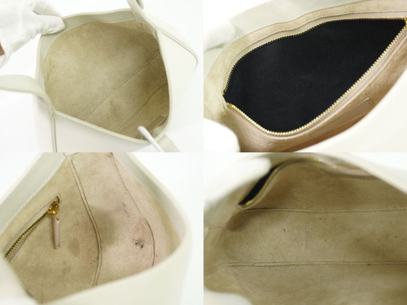 Authentic Saint Laurent Le Saint Cassette Shoulder Bag Leather Ivory 657228 Bag