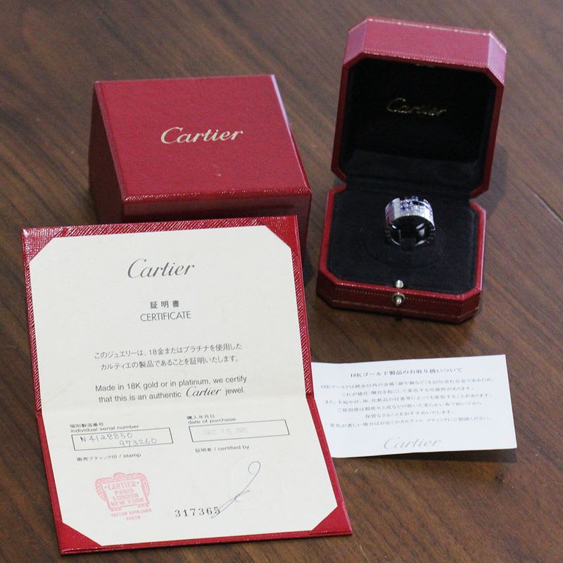 Cartier Payette Diamond Ring No 15.5 18K White Gold Box And Paper E1910