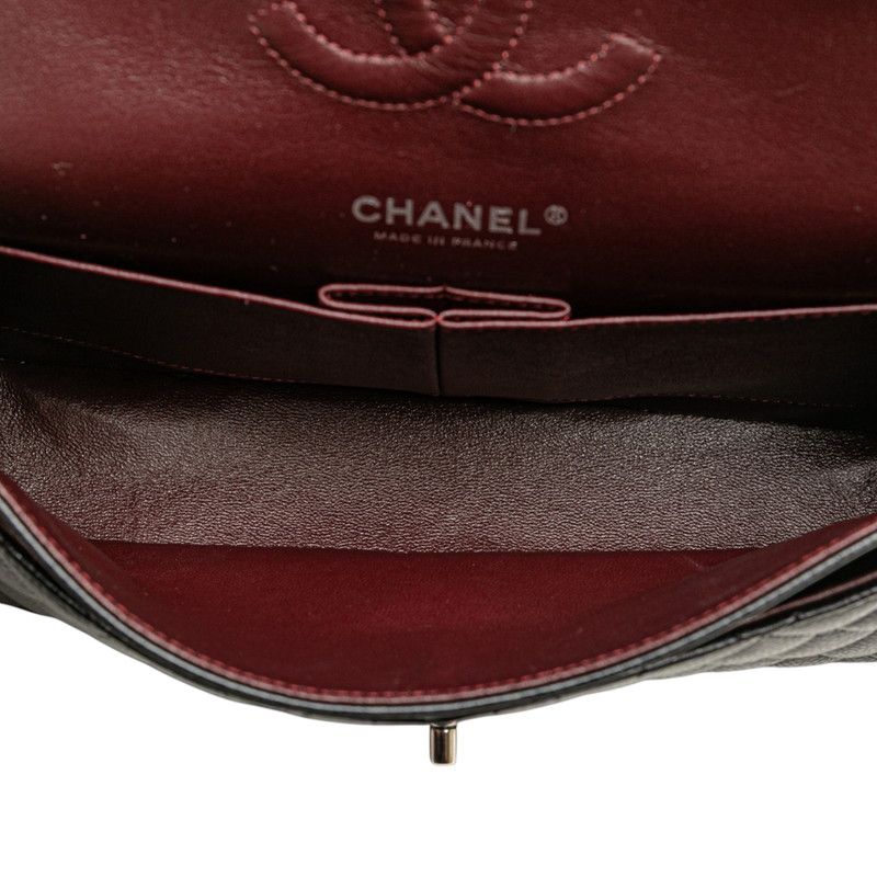 Chanel Matelasse Coco Mark W Flap Chain Shoulder Bag Handbag Black Silver