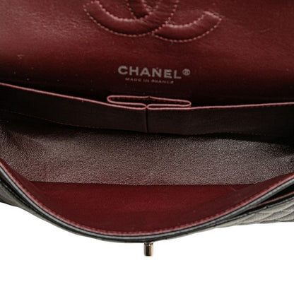 Chanel Matelasse Coco Mark W Flap Chain Shoulder Bag Handbag Black Silver