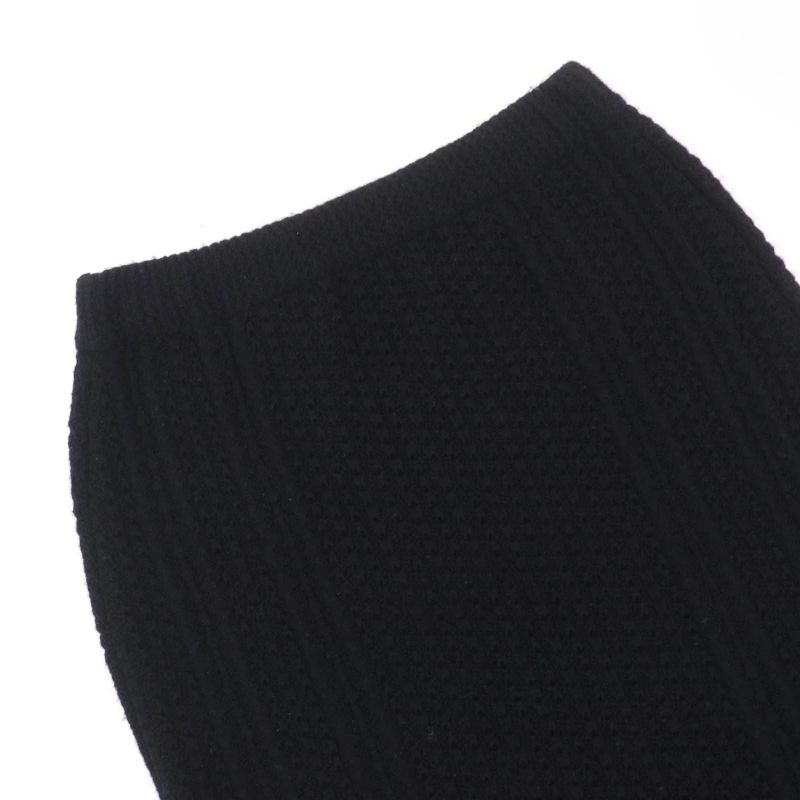 CHANEL 17B P57346k07533 Cashmere Coco Mark Button Knit Tight Skirt Black 36