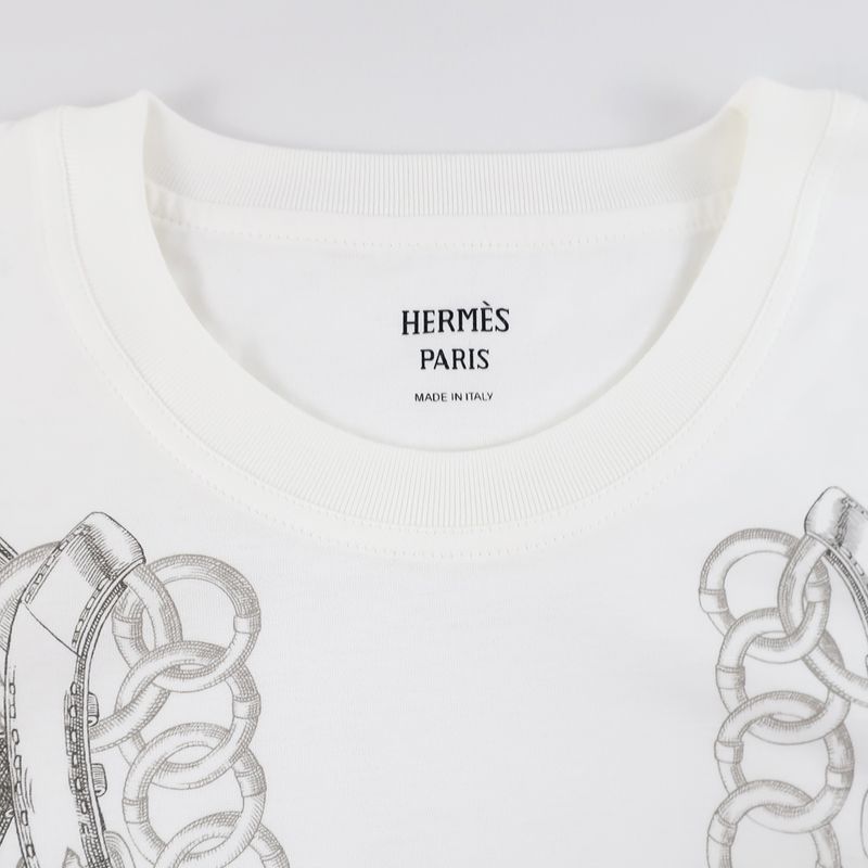 Hermes T-shirt Short Sleeve White Notation Size 36 5h4639dx Cotton