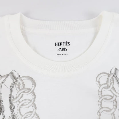 Hermes T-shirt Short Sleeve White Notation Size 36 5h4639dx Cotton