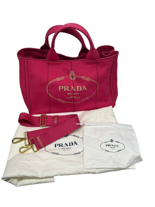 2652 Prada Canapa Tote Bag Shoulder Bag 2way Bag Pink Preowned