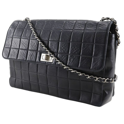 Chanel 2.55 Chocolate Bar Chain Shoulder Vintage Lambskin Black Women Shoulder