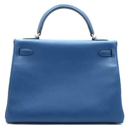 Hermes Kelly 32 D Engraved Handbag Verso Evercolor Silver Hardware
