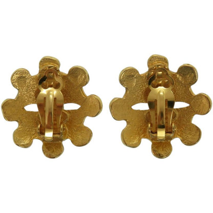 Chanel Vintage Coco Mark Flower Metal Gold Earrings 0147 Chanel