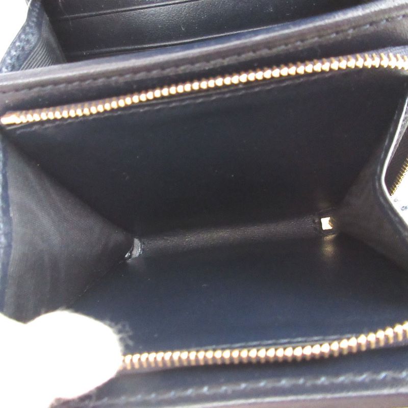 Gucci Horsebit 621891 Canvas Leather Beige Navy Blue Bifold Wallet 0437 Gucci