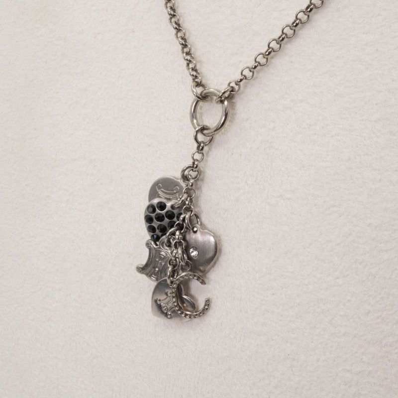 Celine Heart Charm Stone Necklace Macadam 25-694s