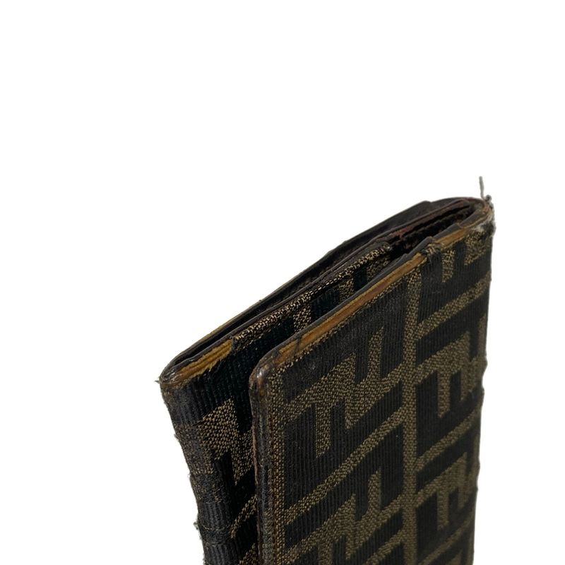 Fendi Long Wallet Zucca Pattern 8m0009 Beige And Black