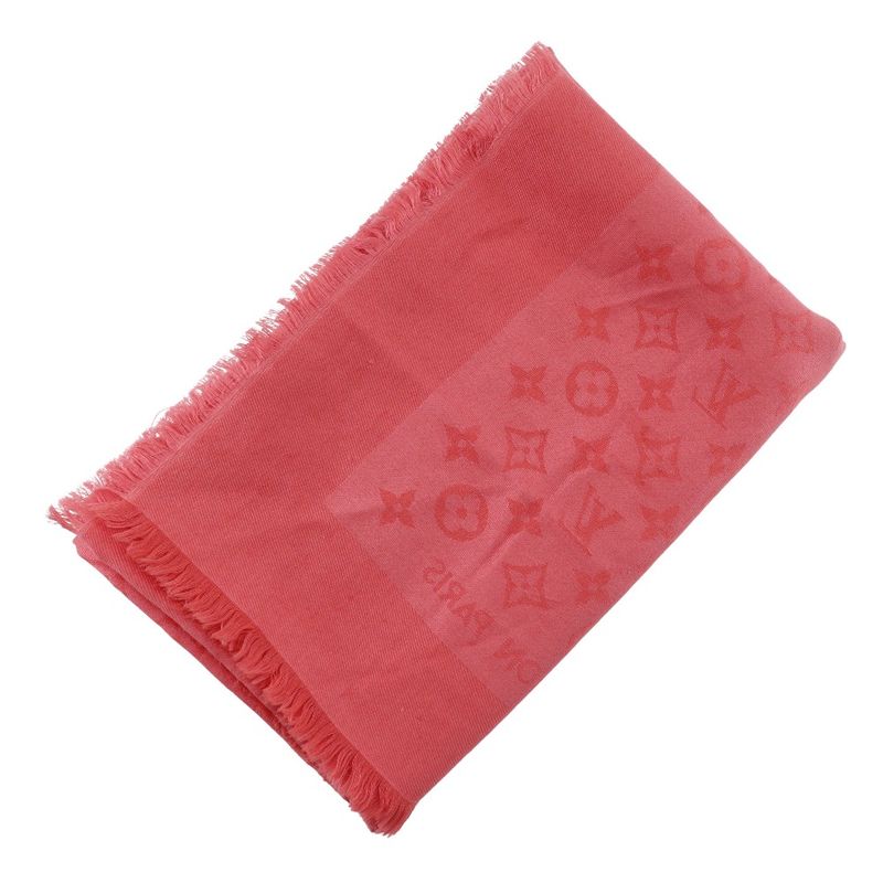 Louis Vuitton Shawl Monogram 402336 Silk And Wool Red Women's Stole