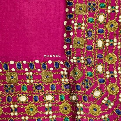 Chanel Jewelry Scarf Silk Pink Multicolor