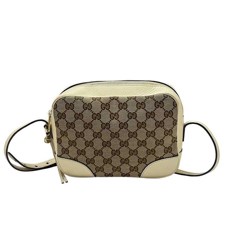 Gucci Shoulder Bag Bree 449413 Dark Brown Beige And Ivory Leather