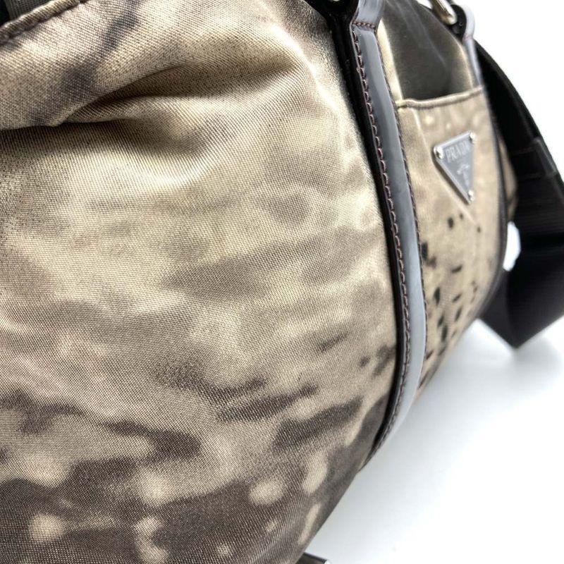 Prada Shoulder Bag Handbag Triangle Nylon Brown Women