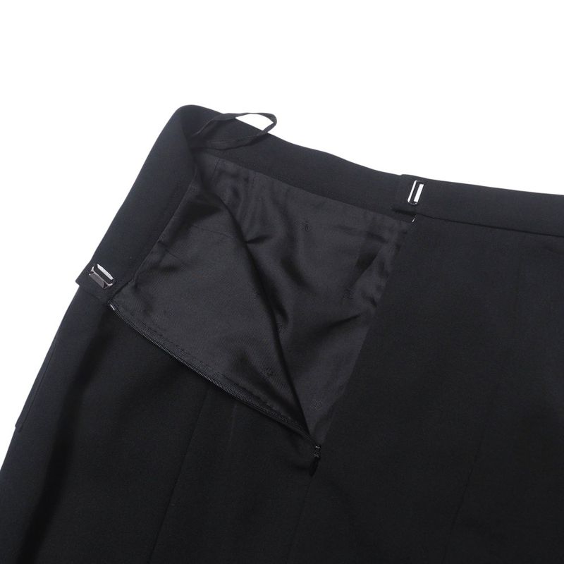 Chanel Skirt Size 38 95A Tight Skirt CC Logo Coco Mark Button Wool Black Made