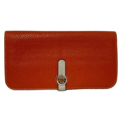 Hermes Bifold Wallet Dogon Long Sanguine And Pearl Gray Silver Hardware