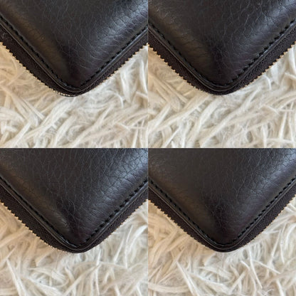 GUCCI Pebbled Calfskin Soho Zip Around Wallet Black Tassel Zippy