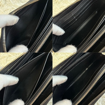 GUCCI Pebbled Calfskin Soho Zip Around Wallet Black Tassel Zippy