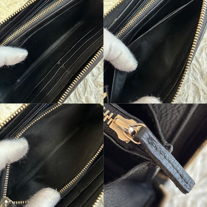 GUCCI Pebbled Calfskin Soho Zip Around Wallet Black Tassel Zippy