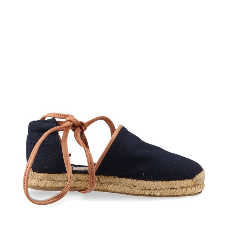 Hermes Canvas And Leather Espadrilles Women's 34 Navy Made In Spain