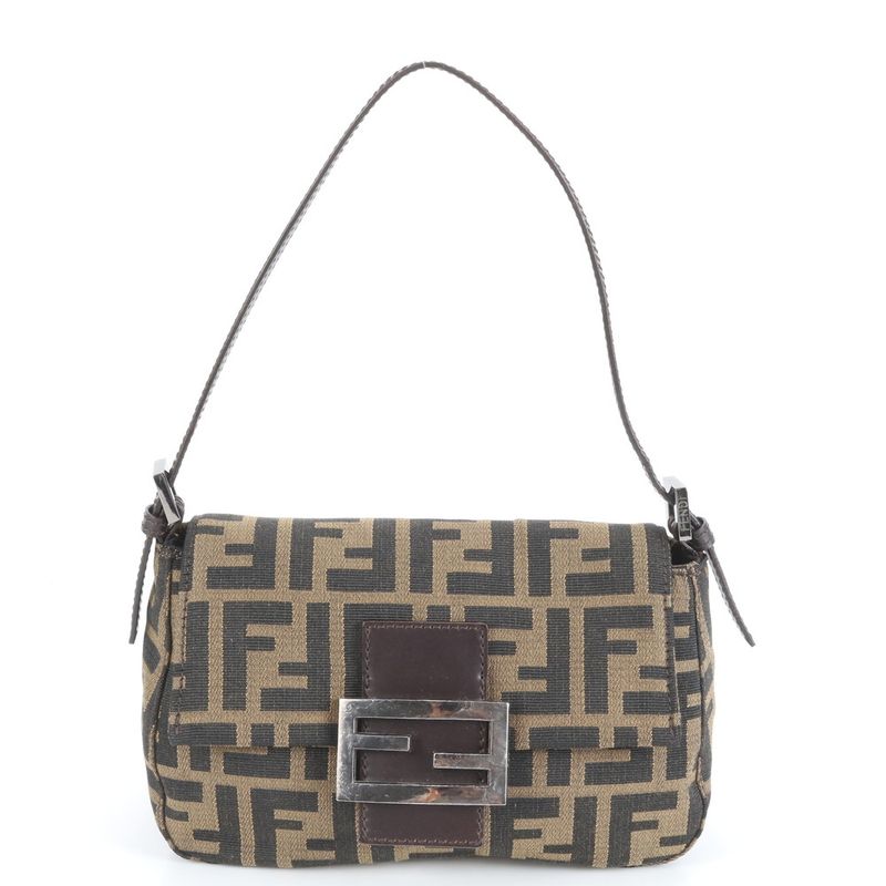 Fendi Zucca Mamma Bucket Baguette Leather Shoulder Bag Shoulder One Shoulder