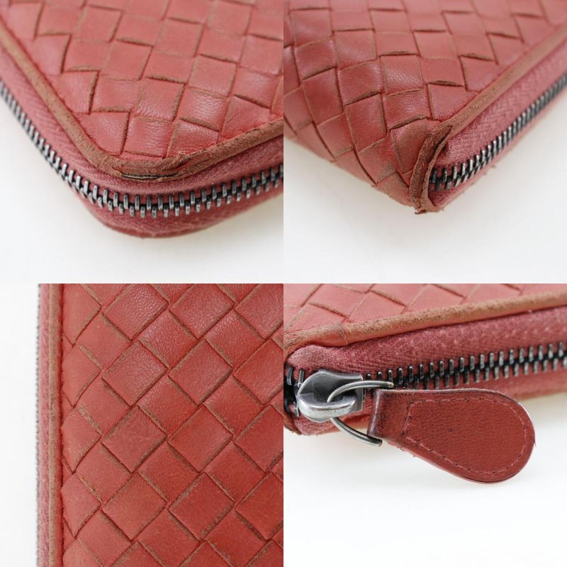 Bottega Veneta Bottega Veneta Round Zipper Intrecciato Lambskin Red/pink