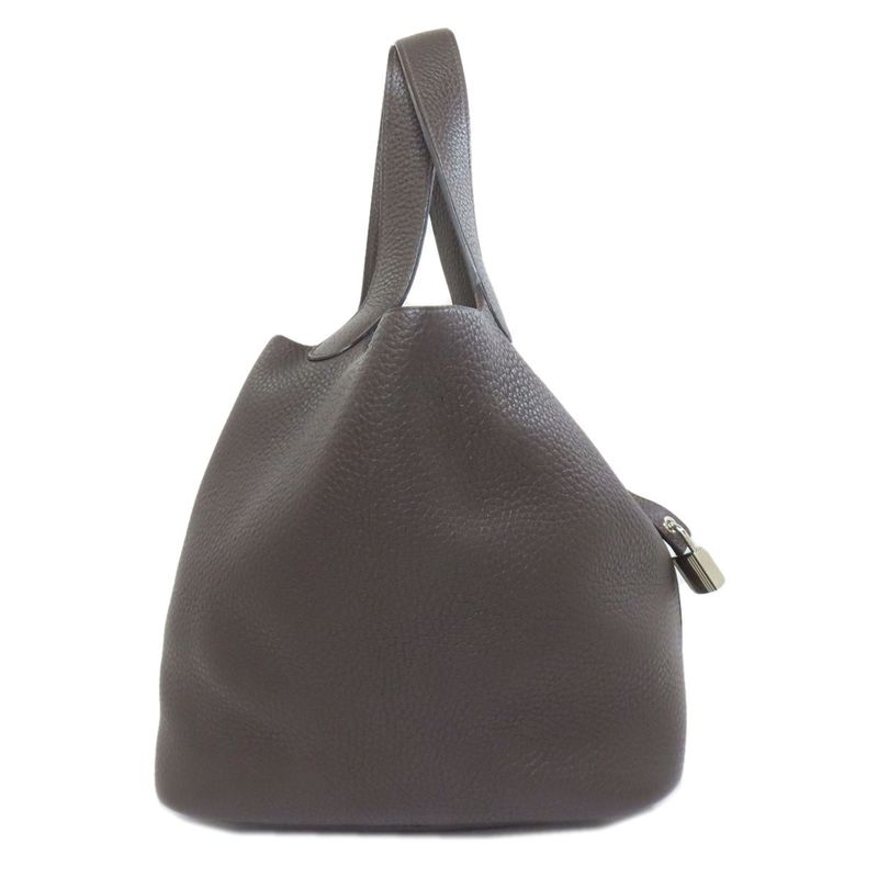 Hermes Picotin Lock MM Silver Hardware Handbag Taurillon Women