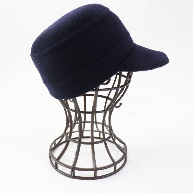 Christian DIOR 21dch918i100 Wool Silk Oblique Cap Dark Navy 57 Made In Italy