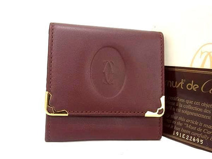 Cartier Must Line Leather Coin Case Coin Purse Men's Women's Bordeaux Ay0821