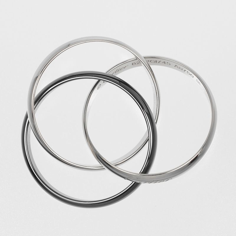 Cartier Trinity 3.4mm (0.13in) Band 18kwhite Gold X Ceramic #22 Men's 7.8g Ring