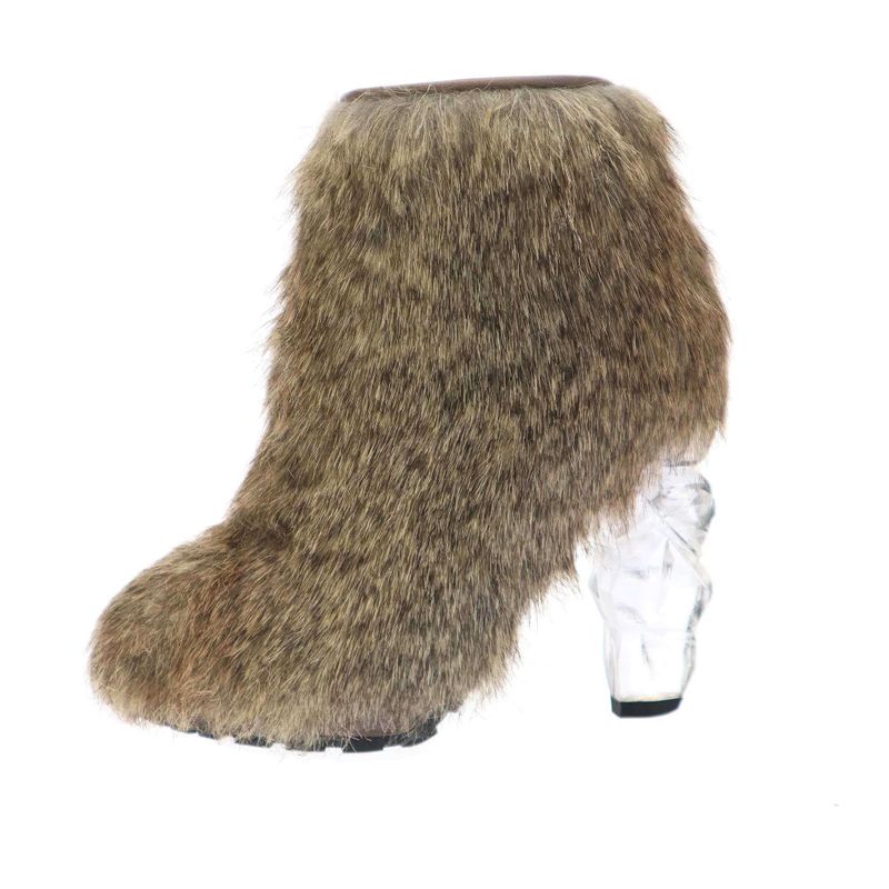 Chanel 10aw Fur Short Boots G27513 Beige 36