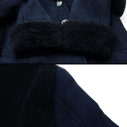 Chanel Sailor Collar Mouton Short Coat P59085 36 Navy