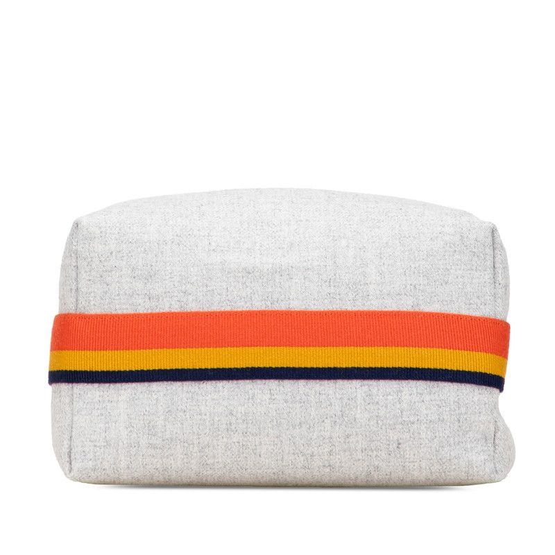 Hermes Brid A Black GM Handbag Pouch Rocabar Gris Flannel Wool Cotton Women