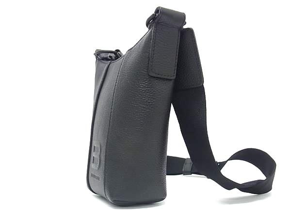 Balenciaga 644722 Hourglass Leather Crossbody Shoulder Bag Black Bp4488