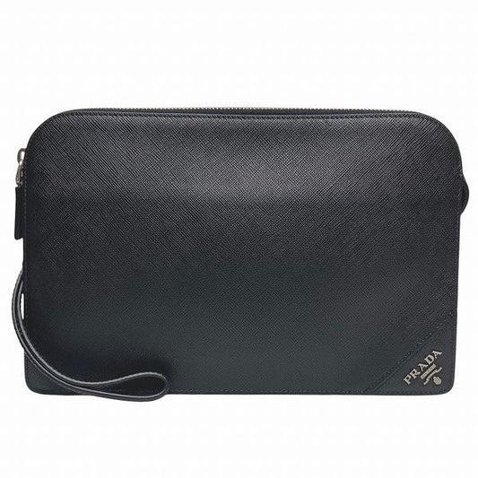 Prada 2vf056 Saffiano Black Bag Clutch Bag Second Bag Men's
