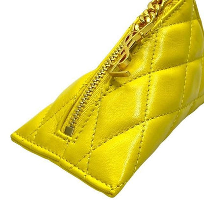 Saint Laurent Berline Coin Case Coin Purse Small Pouch Triangle Quilted Leather