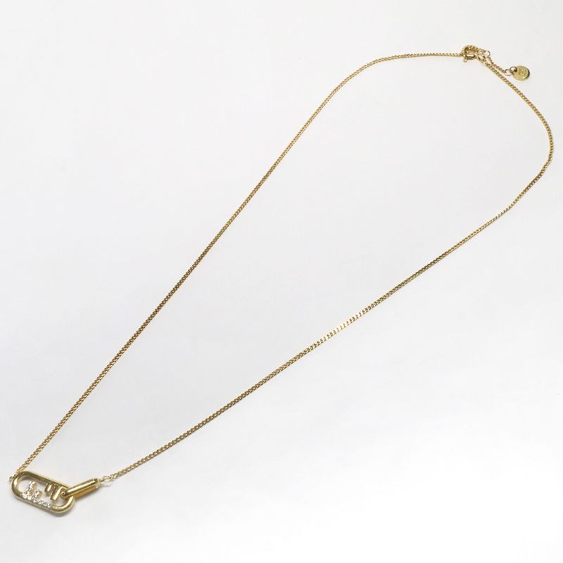 Fendi O-rock Necklace 8ah321 Gold Hardware Rhinestone Ladies Accessorie