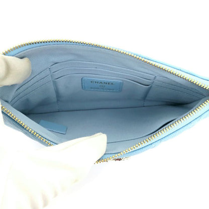 Chanel Flat Pouch Matelasse Light Blue - Light Blue Gdhardware Caviar