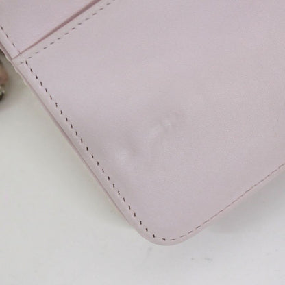Chanel Deauville Chain Wallet Leather X Straw Light Pink Shoulder Bag Silver