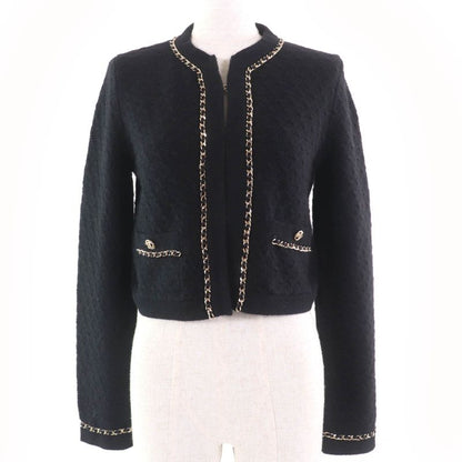 CHANEL P7524k10893 100% Cashmere Coco Mark Button Chain Design Knit Jacket