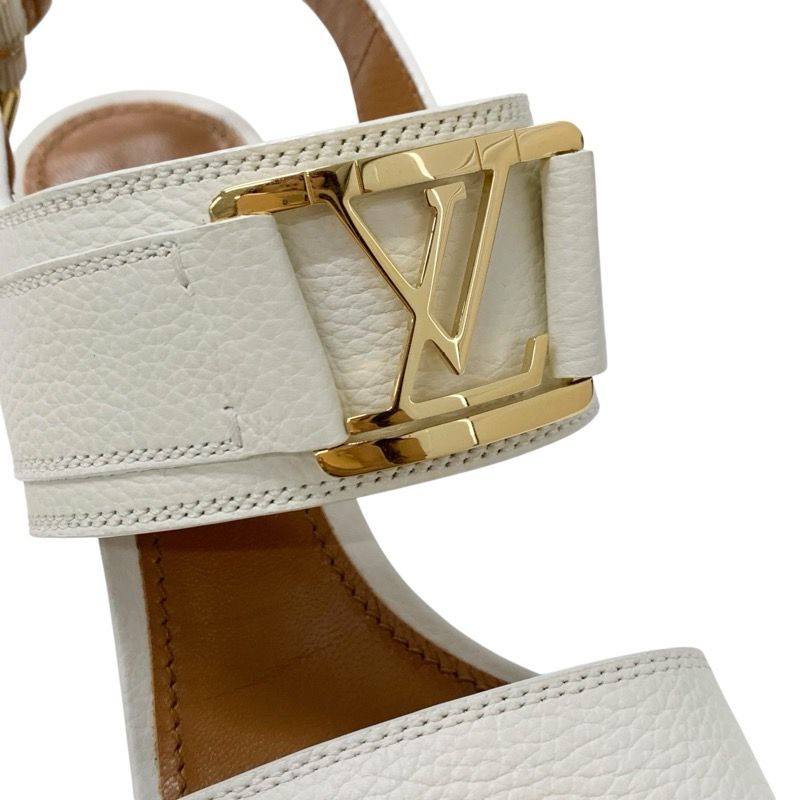 Louis Vuitton Horizon Line Sandals Shoes Leather White Gold Lvhardware Strap