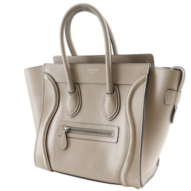 Celine Luggage Micro Shopper Leather Beige Women's Handbag