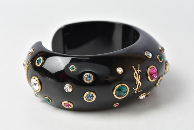 Saint Laurent Bangle Bracelet Saint Laurent Bangle Rhinestone Multicolor Black