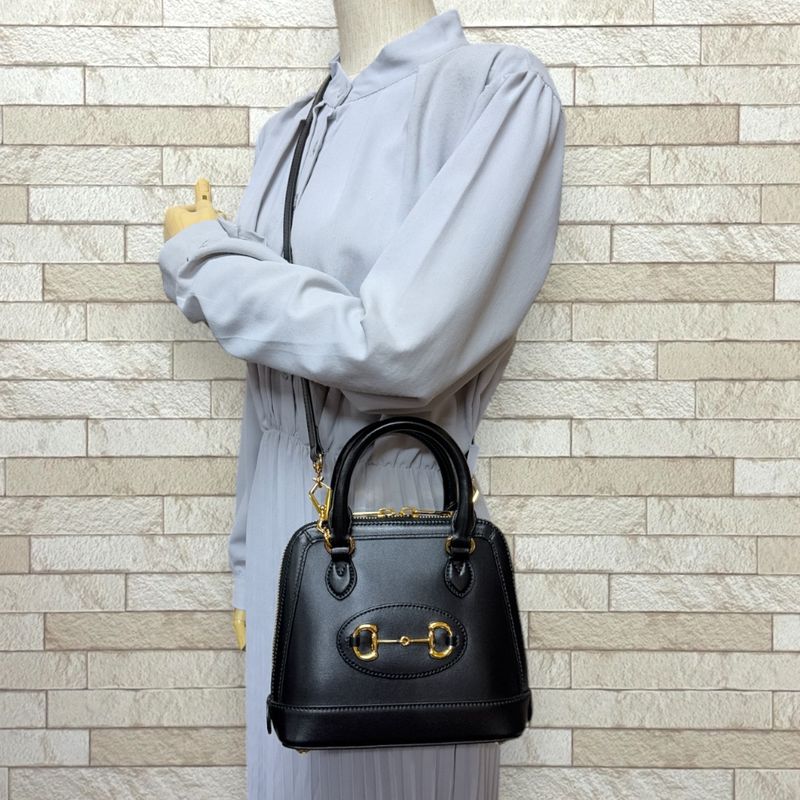 Gucci Horsebit 1955 Shoulder Bag Leather 640716 Black Ladies Gucci