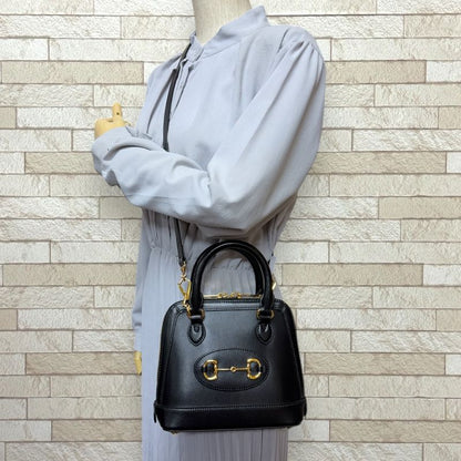 Gucci Horsebit 1955 Shoulder Bag Leather 640716 Black Ladies Gucci