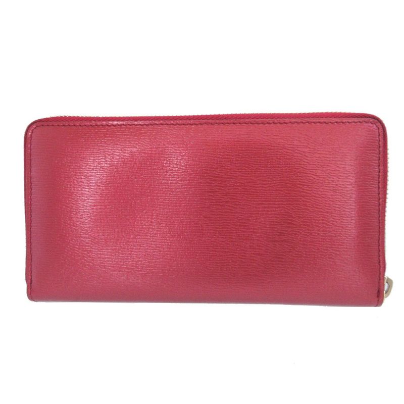 Gucci Heart Interlocking 308005 Leather Red Round Zipper Long Wallet 1346 Gucci