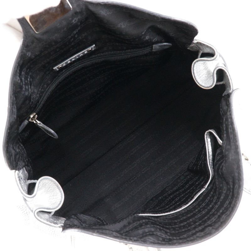 Celine Logo Plate Calf Silver Ladies Handbag