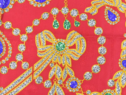Authentic Cartier Jewelry Pattern Scarf Shawl Bandana Silk Red Navy Multicolor